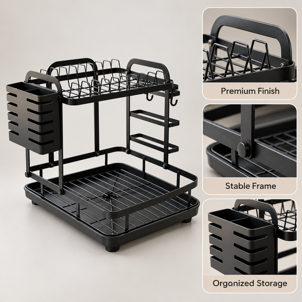 Multifunction White Countertop Dish Drying Rack product features