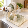 Luxury Golden Two-Tier Wire Dish Drying Rack lifestyle view