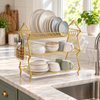 Premium Silver Two-Tier Wire Dish Drying Rack lifestyle view