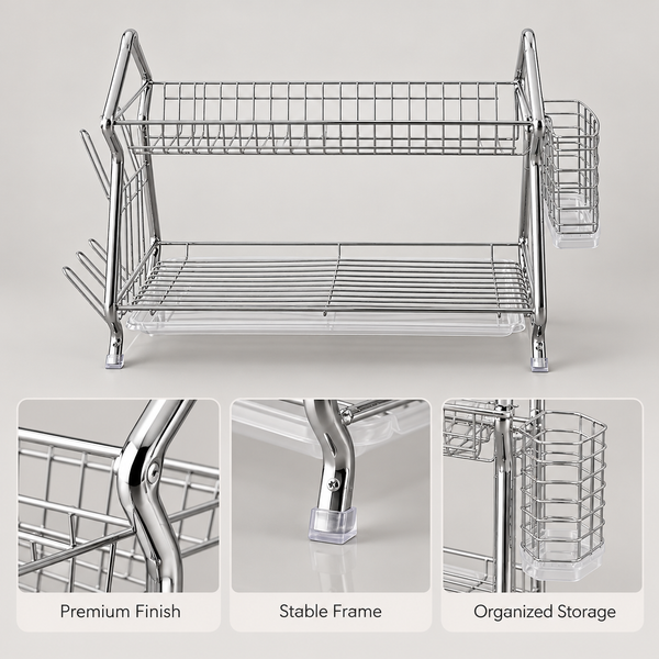 Luxury Golden Two-Tier Wire Dish Drying Rack product features