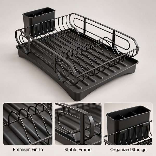 Modern Expandable Black Dish Drying Rack product features