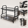 Premium Two-Tier Dish Drying Rack – Black & Wood product features