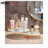 Luxe Marble Vanity Stand – 2-Tier Gold Frame Skincare & Beauty Organizer