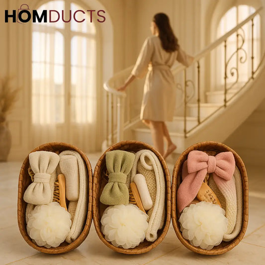 Luxe Self-Care Spa Gift Basket – 6-Piece Rattan Set