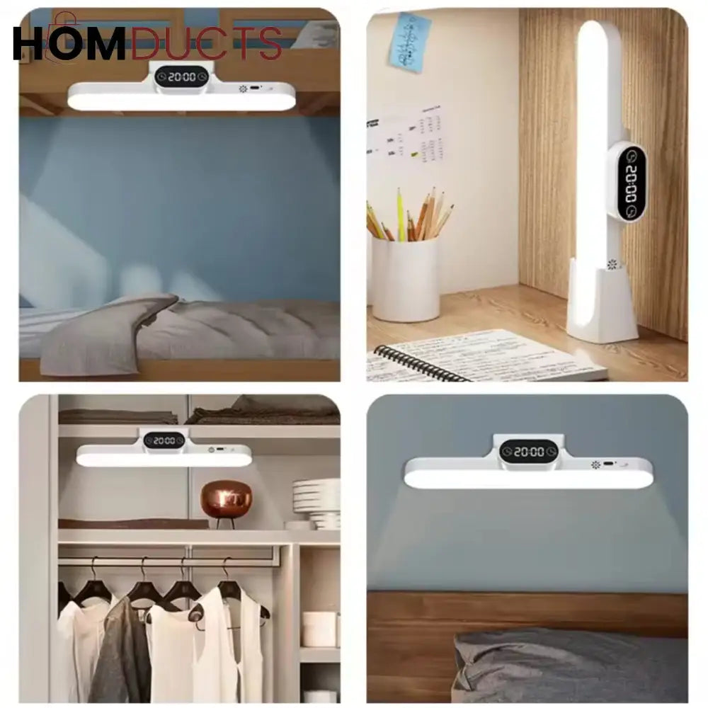 LuxeGlow LED Desk Lamp with Digital Clock – Minimalist Rechargeable Study & Work Light