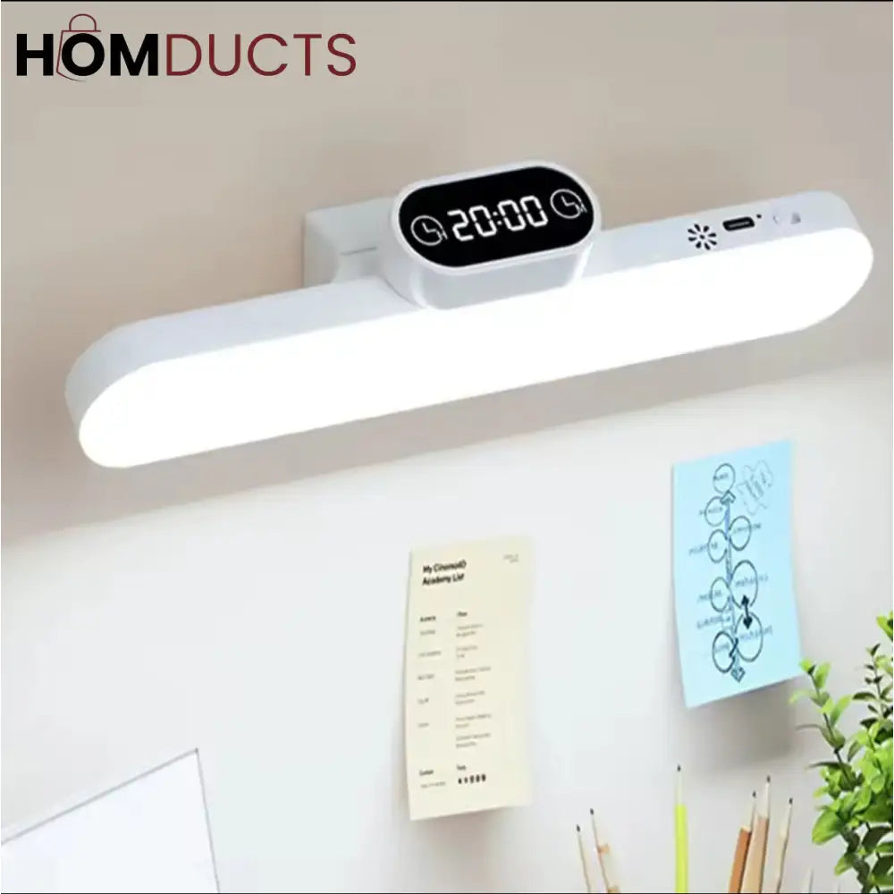 LuxeGlow LED Desk Lamp with Digital Clock – Minimalist Rechargeable Study & Work Light