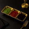 LuxeGold 3-Section Dip Tray – Modern Black & Gold Snack Server