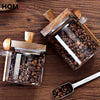 LuxeSeal Glass Jar with Wooden Lid & Spoon – Cinnamon Storage Canister (Small)