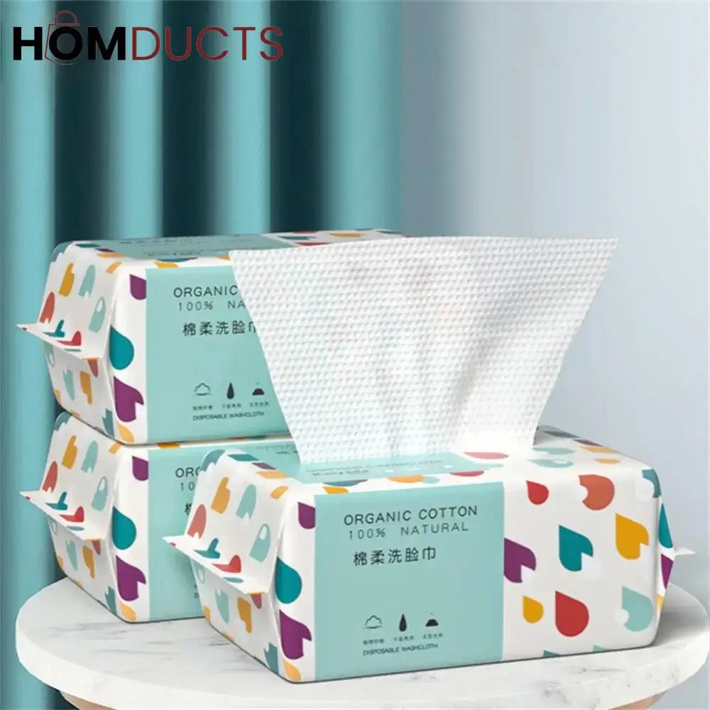 Luxurious Soft Cotton Disposable Face Towels - 70 Count Thick & Absorbent
