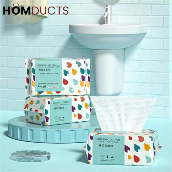 Luxurious Soft Cotton Disposable Face Towels - 70 Count Thick & Absorbent