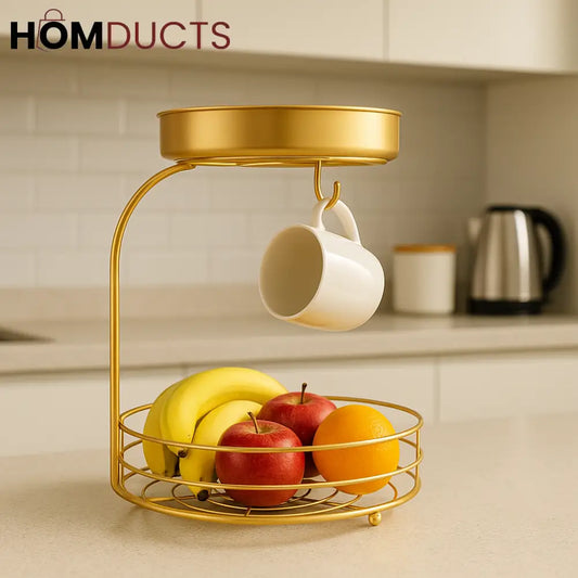 Luxury 2-Tier Gold Metal Organizer Rack for Kitchen & Countertop