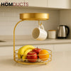 Luxury 2-Tier Gold Metal Organizer Rack for Kitchen & Countertop
