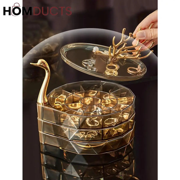 Luxury 3 Layer Swan Jewelery Organizer J & C