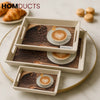 Luxury 3 Piece Coffee Themed Wooden Serving Tray Set