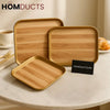 Luxury 3 Piece Wooden Finish Fiber Tray Set – Golden Rim