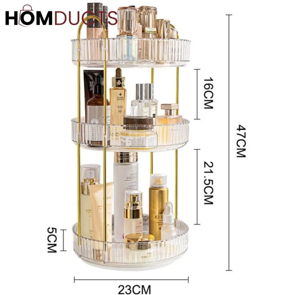 Luxury 3 Tier Rotating Cosmetic Organizer