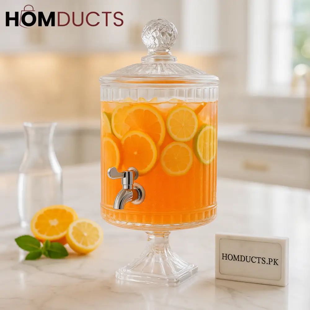 Luxury 4.5L Crystal Glass Beverage Dispenser with Lid & Spigot