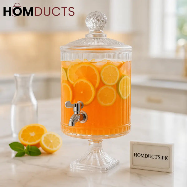Luxury 4.5L Crystal Glass Beverage Dispenser with Lid & Spigot