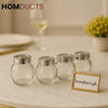 Luxury 4 Piece Glass Spice Jar Set with Premium Chrome Lids