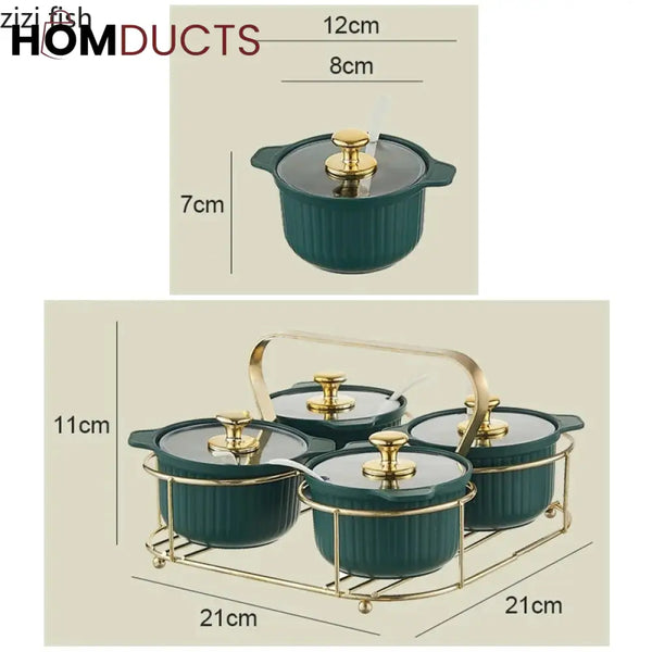 Luxury 4 Portion Spice Set With Stand