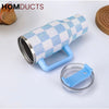 Luxury 40oz 1200ml Rhinestone Tumbler - Sparkling Checkered White and Blue Drinkware