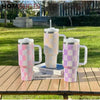 Luxury 40oz 1200ml Rhinestone Tumbler - Sparkling Checkered White and Blue Drinkware