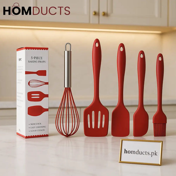 Luxury 5 Piece Silicone Baking Utensil Set – Non Stick Heat Resistant Premium Kitchen Tools