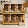 Luxury 6 Piece Glass Storage Jar Set with Wooden Rack – Tea Coffee Sugar Organizer