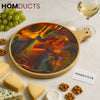 Luxury Abstract Wooden Cheese Platter – Premium Round Serving Board for Elegant Dining (Medium)