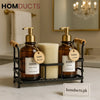 Luxury Amber Soap & Lotion Dispenser Set with Metal Caddy – Premium Bathroom & Kitchen Organizer