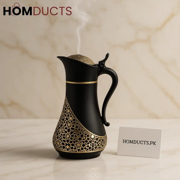 Luxury Arabic Inspired Incense Burner Jug – Black & Gold Mosaic Design