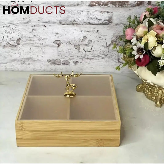 Luxury Bamboo 4 Partition Dry Fruit Dish