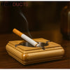 Luxury Bamboo & Stainless Steel Ashtray – Elegant Wooden Ash Tray for Home Office or Lounge