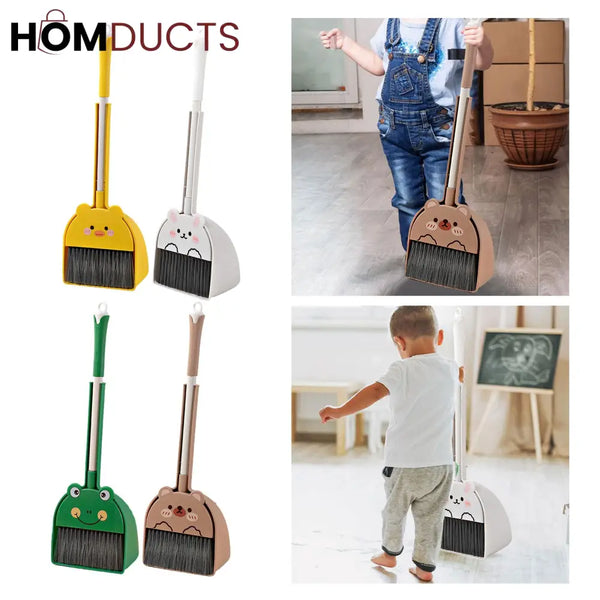 Luxury Bear Themed Broom & Dustpan Set – Cute & Compact Home Cleaning Tool