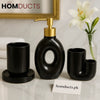 Luxury Black Ceramic 4 Piece Bathroom Set with Gold Pump