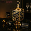 Luxury Black & Gold Beverage Dispenser Set with 6 Matching Glasses – Premium Honeycomb Design