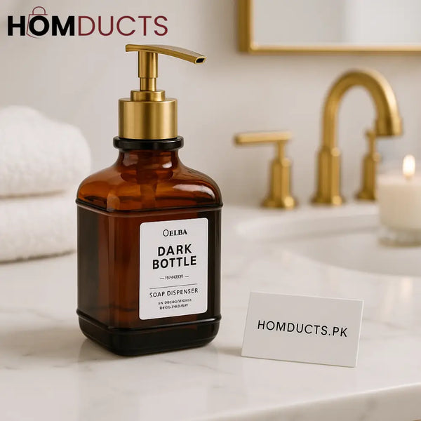 Luxury Black Soap & Lotion Dispenser with Gold Pump – Refillable Bathroom & Kitchen Bottle