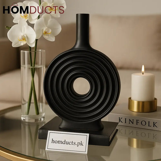 Luxury Black Spiral Decorative Vase – Modern Artistic Home Accent