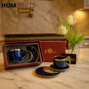 Luxury Blue Porcelain Tea Cup Set with Gold Rim – Gift Boxed