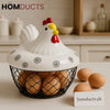 Luxury Ceramic Hen Shaped Egg Basket with Lid – Premium Kitchen Storage