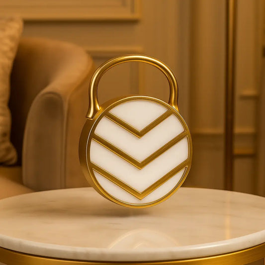 Luxury Chevron Accent Decor Piece – Gold & White Modern Home Ornament