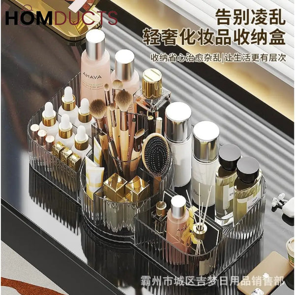 Luxury Clear Acrylic Makeup Organizer with Compartments for Brushes Perfumes & Skincare