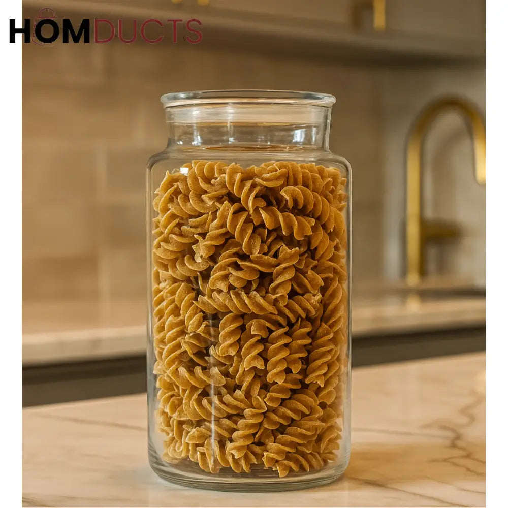 Luxury Clear Glass Storage Jar – 2L Airtight Container for Pantry & Kitchen