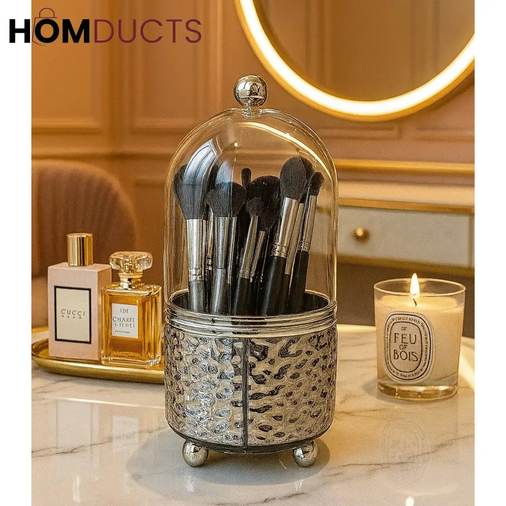 Luxury Clear Makeup Brush Holder With Lid