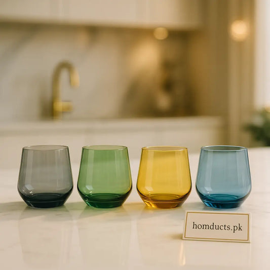 Luxury Colored Glass Tumbler Set – 4 Premium Drinking Glasses