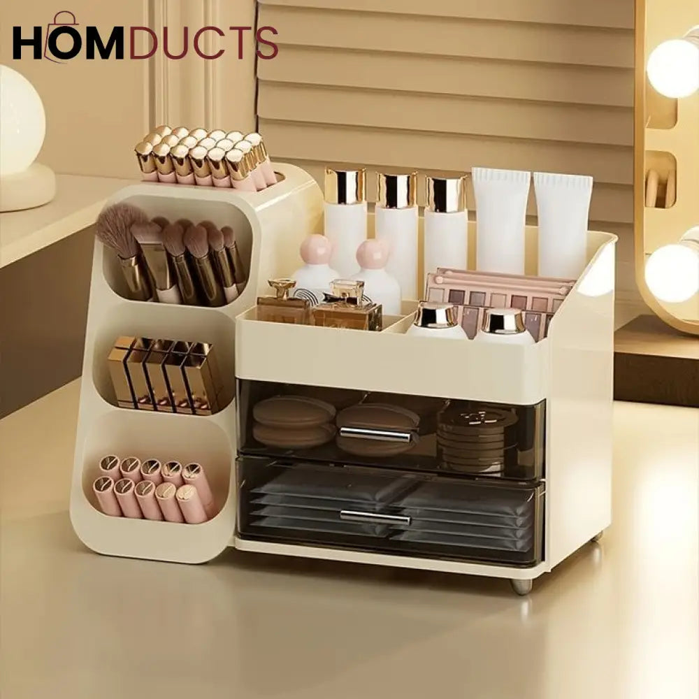 Luxury Cosmetic Box With Makeup Brush Organiser