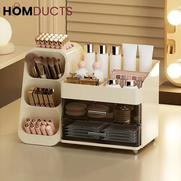 Luxury Cosmetic Box With Makeup Brush Organiser