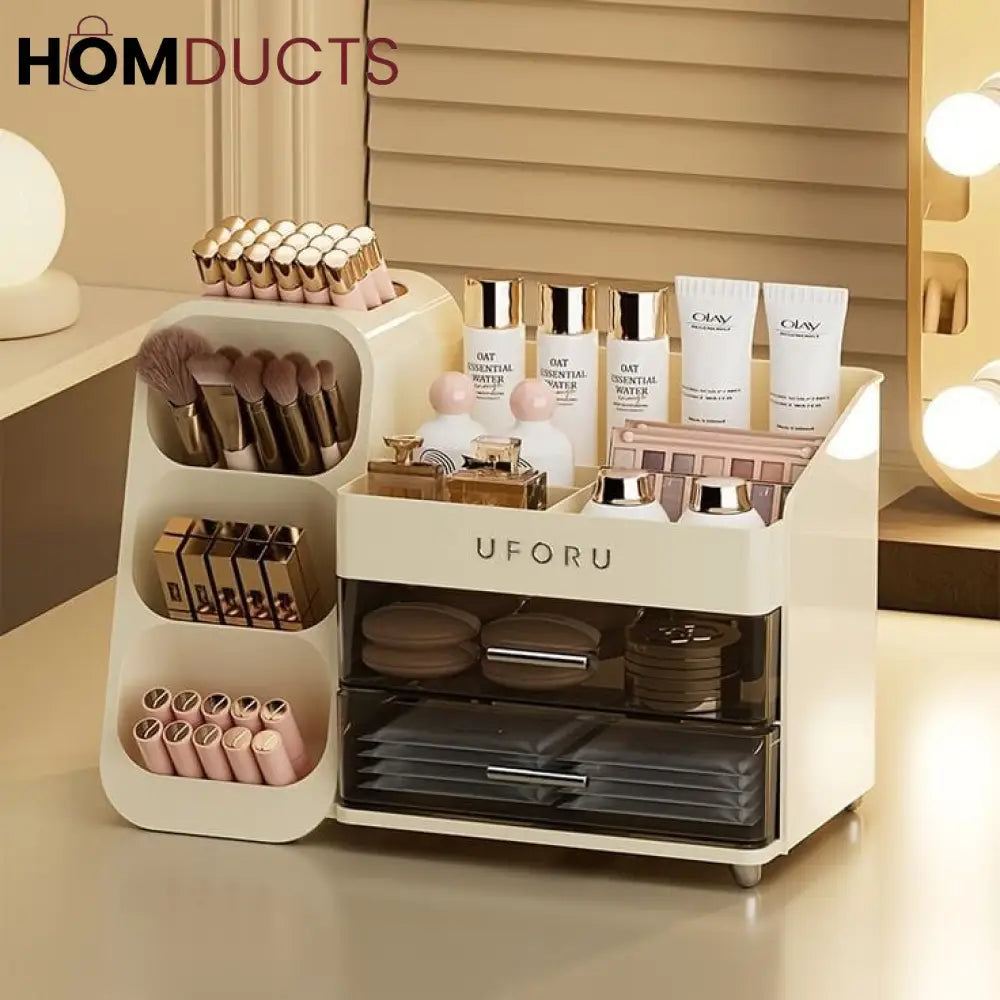 Luxury Cosmetic Box With Makeup Brush Organiser