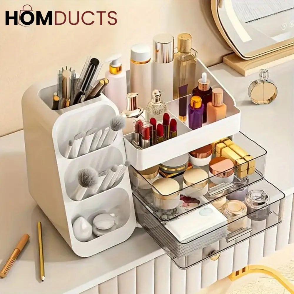 Luxury Cosmetic Box With Makeup Brush Organiser