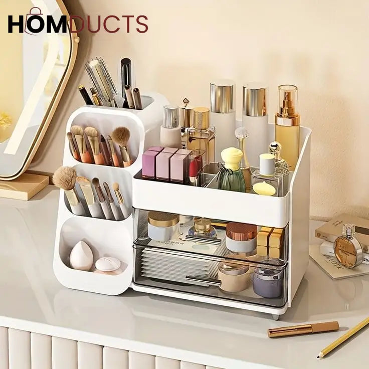 Luxury Cosmetic Box With Makeup Brush Organiser